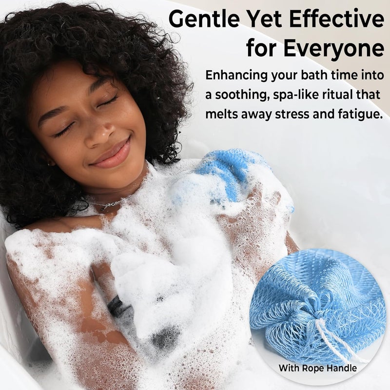 RelaxScene African Net Sponge Authentic - 2 Pieces Exfoliating Body Scrubber Bath Sponge Babyblue&Orange - Back Scrubber Washcloth for Shower - Real African Scrub Exfoliator Body Care Bathing Accessories - Image 4